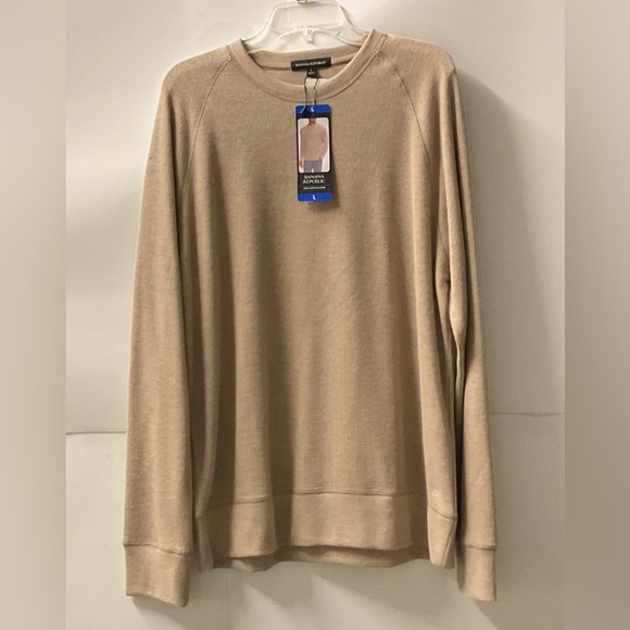 Mens Banana Republic Long Sleeve Waffle Pullover Large Brown NWT - Picture 4 of 6